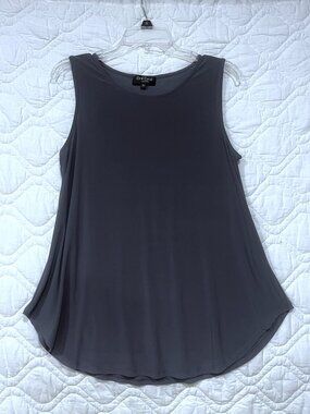 “Red Coral” – Dark Gray Sleeveless Tank Top – Size Medium